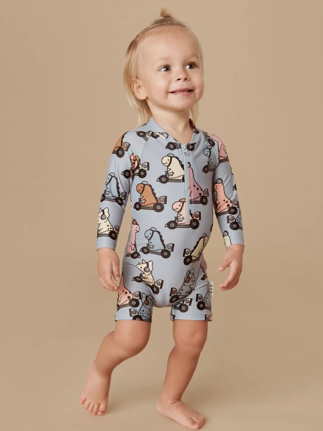 Dino Racer Long Sleeve Zip Shortie Swimsuit<Huxbaby Clearance