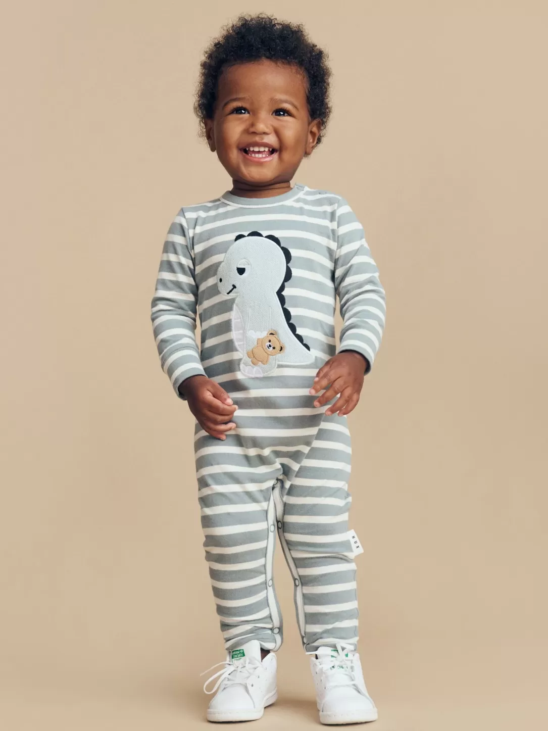 Dino Stripe Romper<Huxbaby Fashion