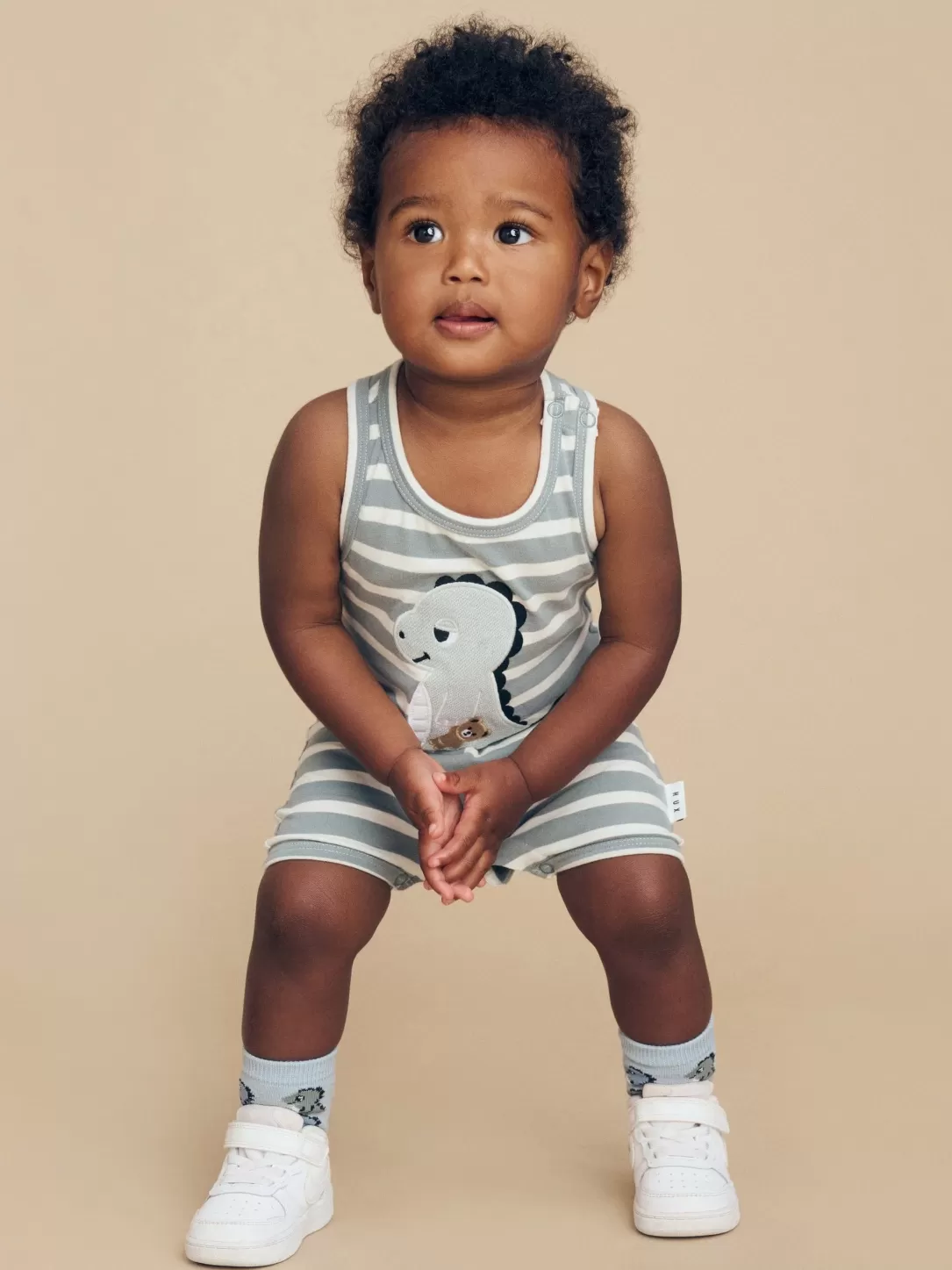 Dino Stripe Sleeveless Romper<Huxbaby Fashion