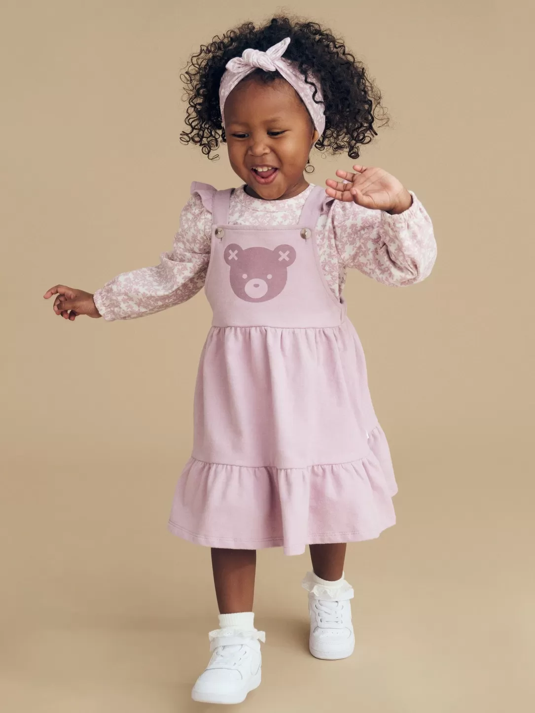 Floral Lilac Pinafore And Top Set<Huxbaby Clearance