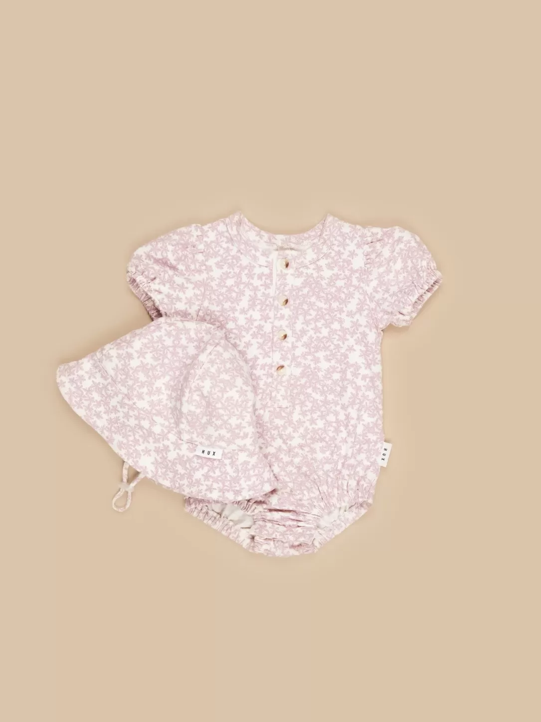 Floral Lilac Romper & Hat Set<Huxbaby New