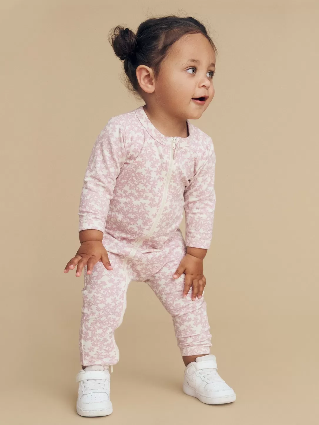 Floral Lilac Zip Romper<Huxbaby Fashion