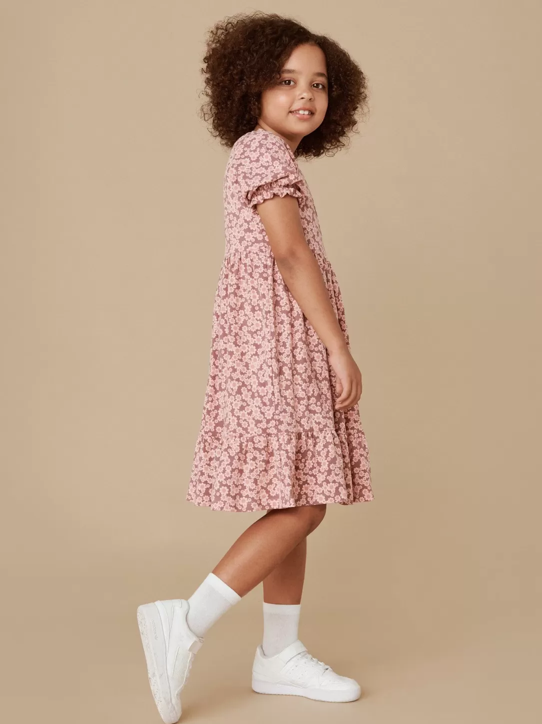 Flower Bear Tiered Puff Sleeve Dress<Huxbaby Best