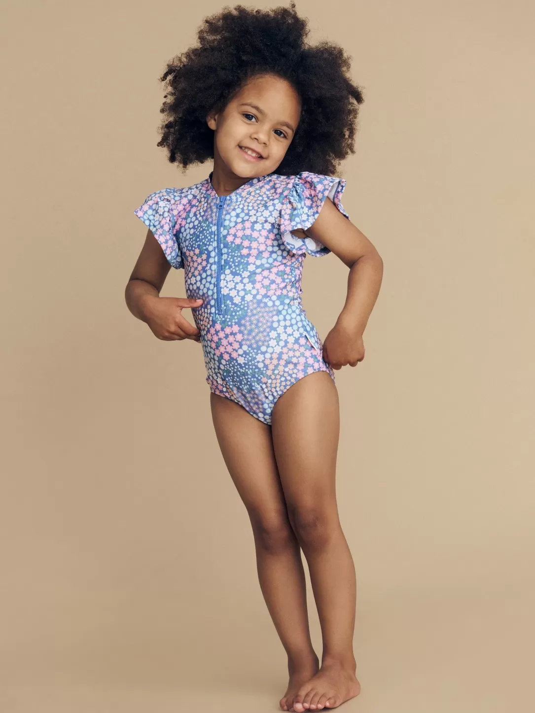 Garden Floral Frill Zip Swimsuit<Huxbaby Outlet