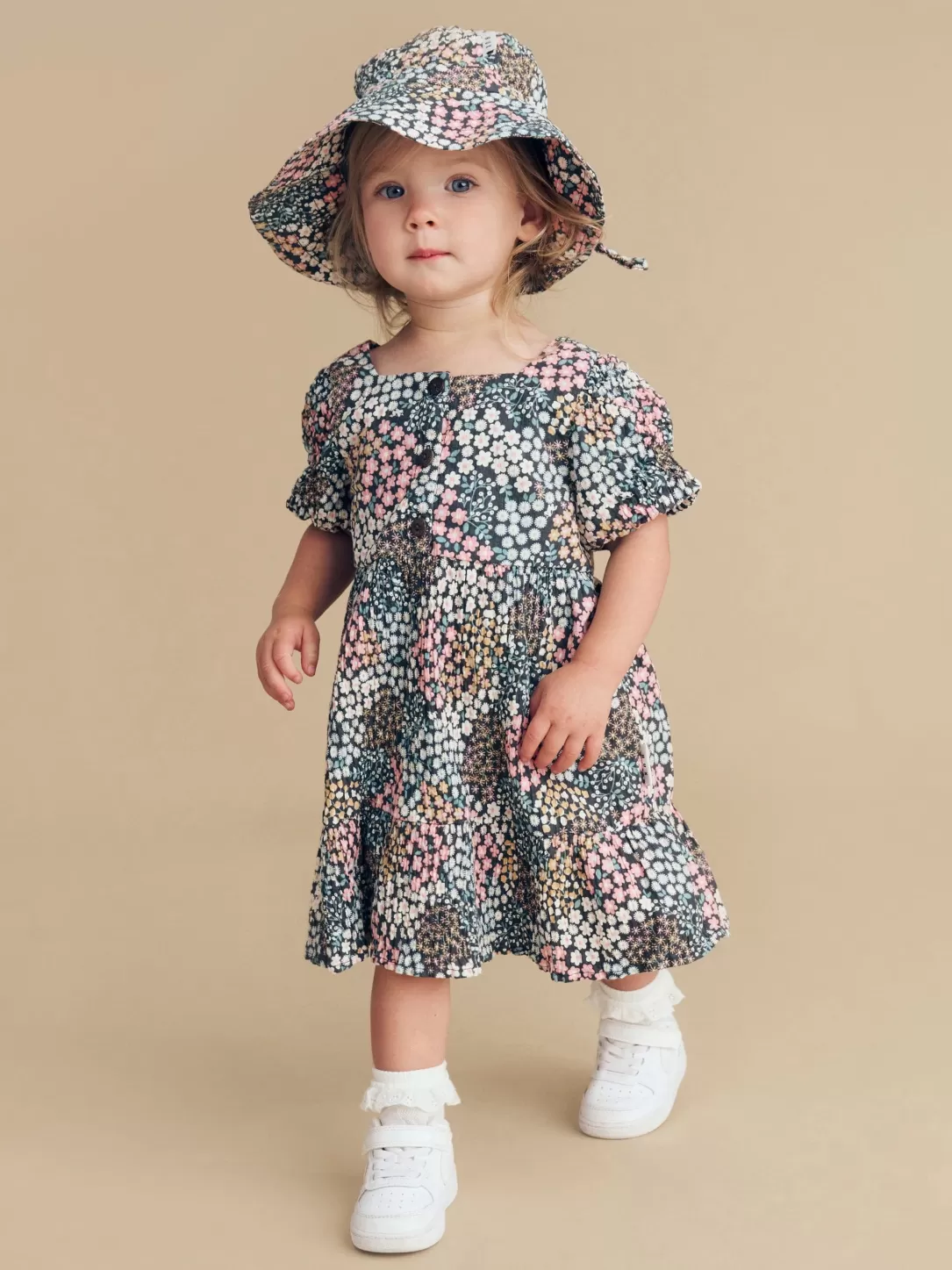 Garden Floral Puff Sleeve Dress<Huxbaby Fashion