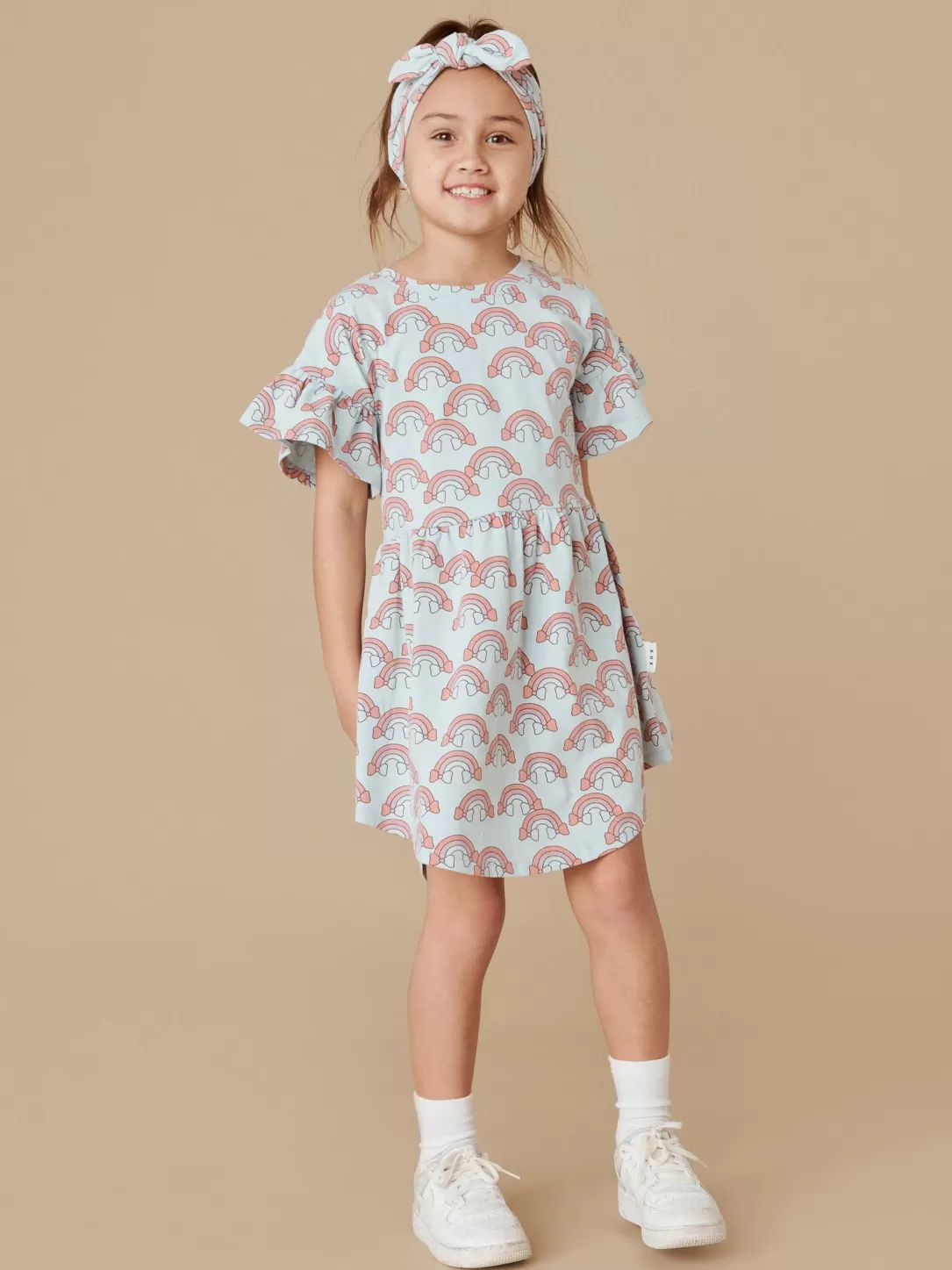 Rain Bow Frill Swirl Dress<Huxbaby Store