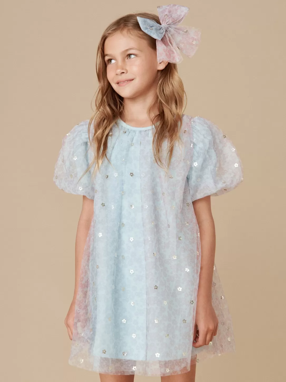 Rainbow Flower Tulle Party Dress<Huxbaby Store