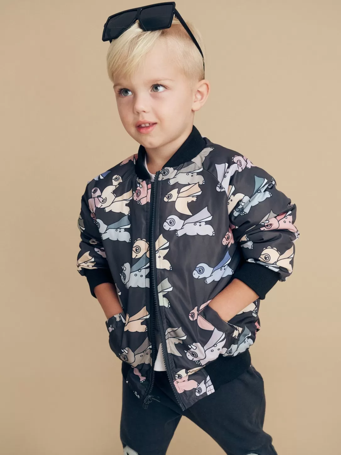 Super Dino Reversible Bomber<Huxbaby Fashion